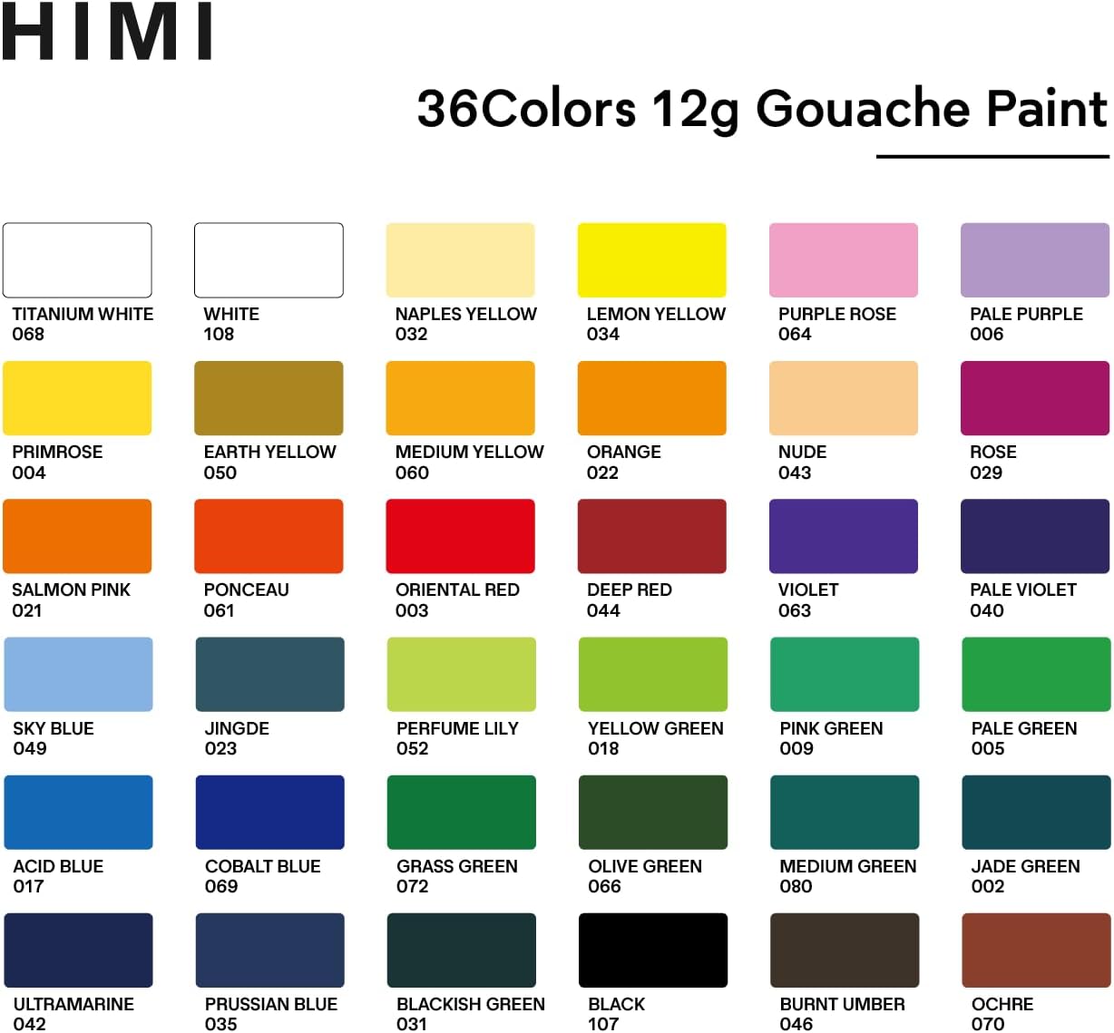 Himi Gelly Gouache - 36 twin cup with brush set
