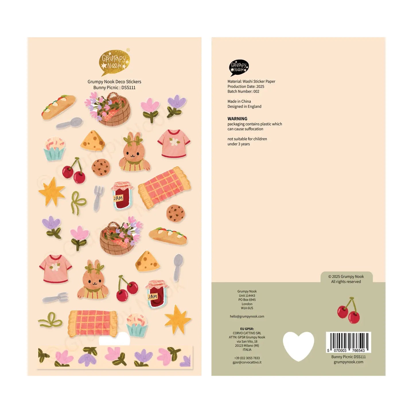 Bunny Picnic Deco Sticker Sheet