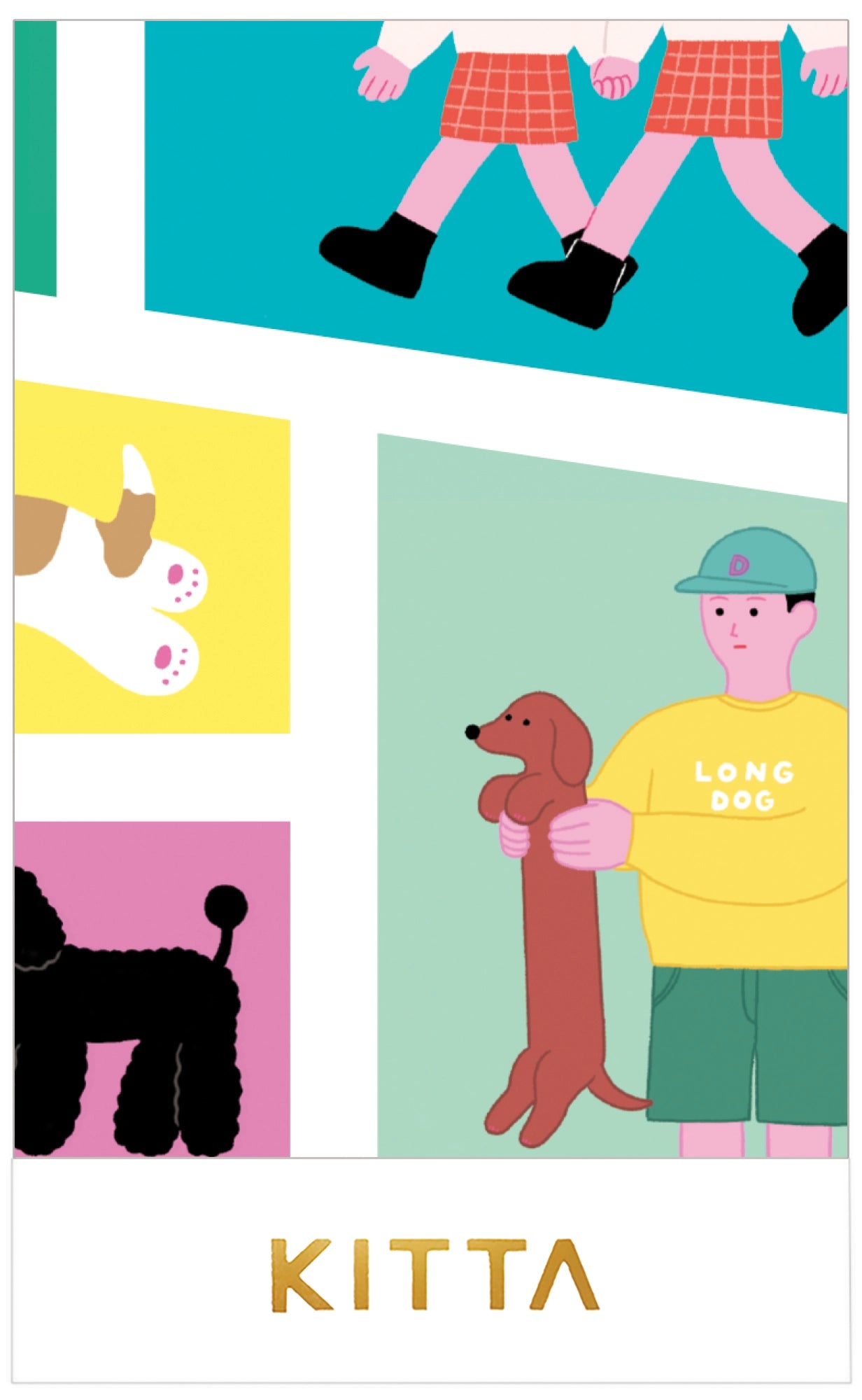 Friends and Dogs-Kitta Portable Washi Stamp Style Tape