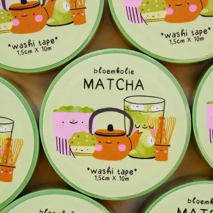 Matcha Washi Tape / Cute Quirky Kawaii Stationery