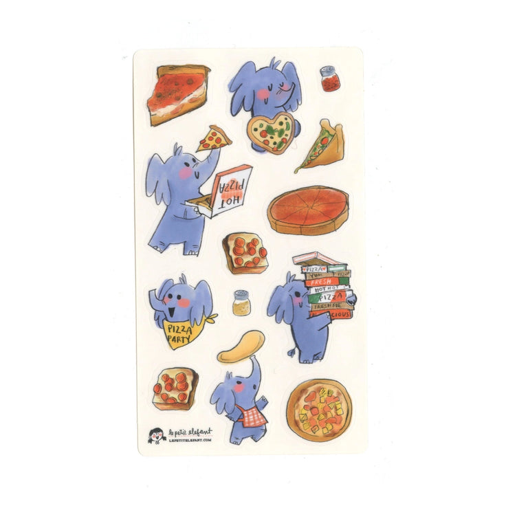 Elephant Pizza Party Clear Sticker Sheet