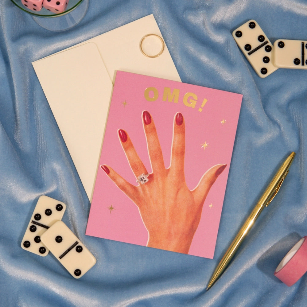 Omg! Engaged Ring – Foil Engagement ✿ Celebration Card