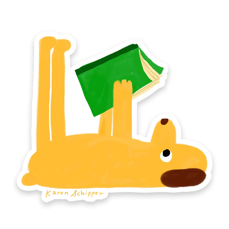 Reading Dog- Sticker - Karen Schipper