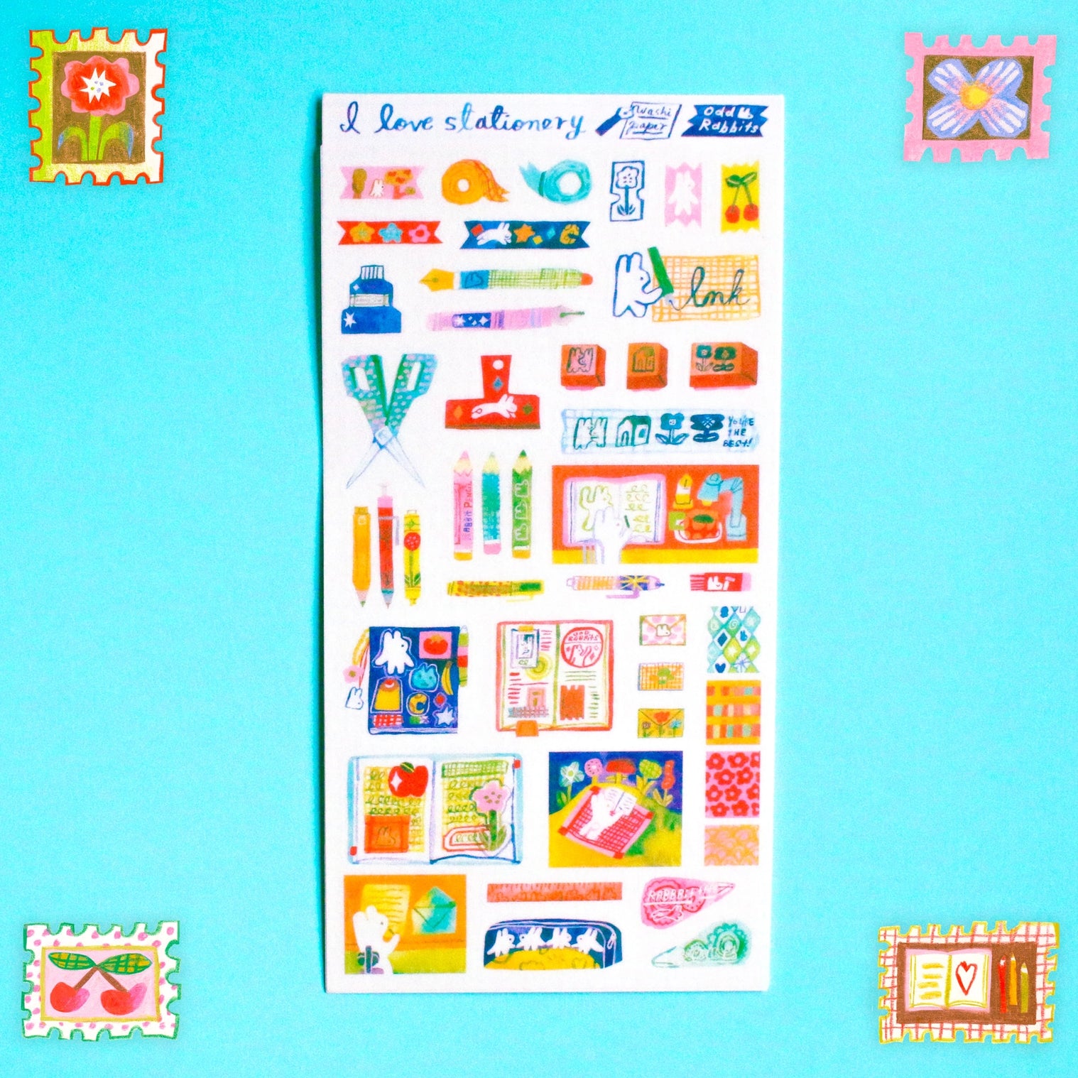 'i Love Stationery' Washi Sticker Sheet