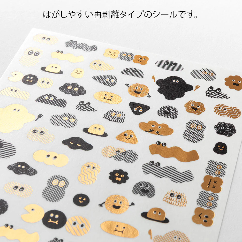 Yuru Log Sticker Sheet - Camo Mini Monster Gold Foil