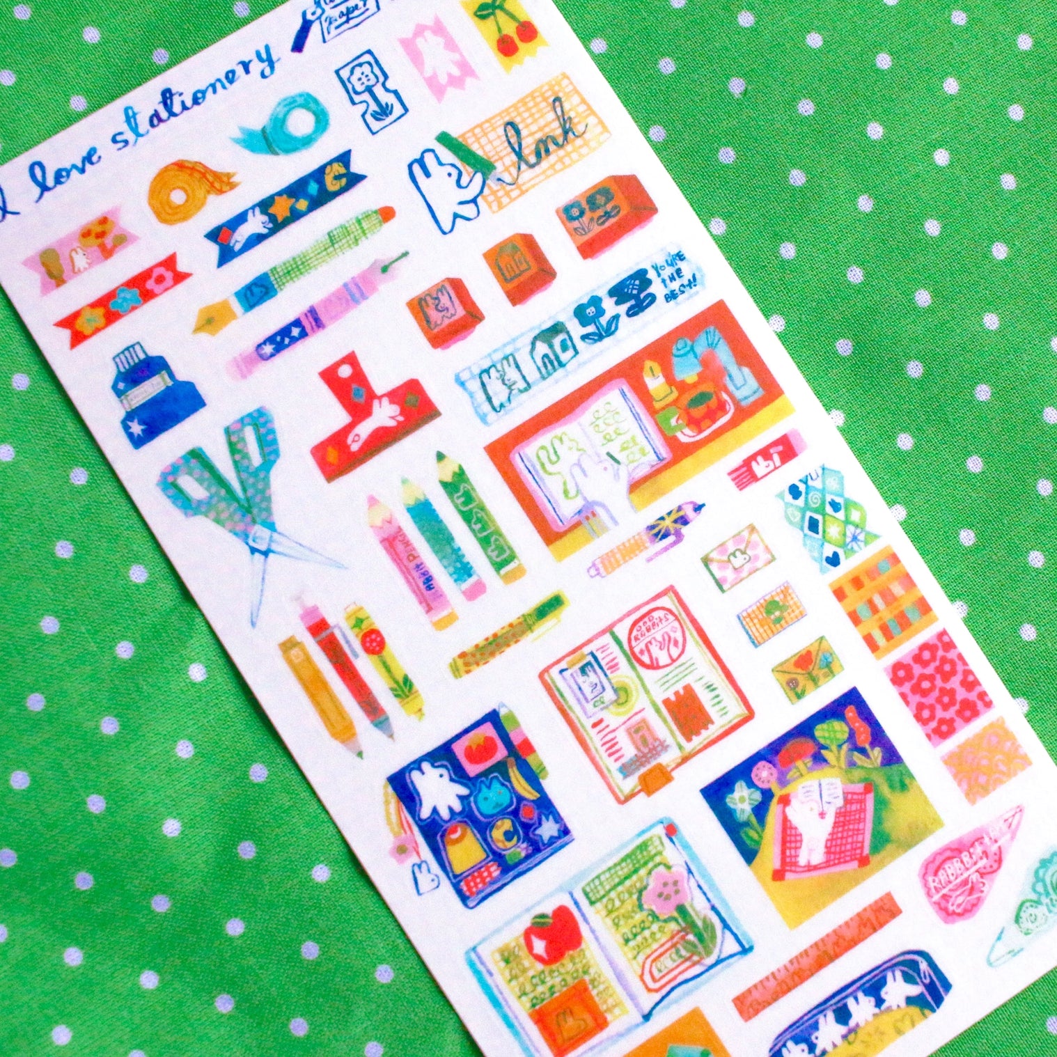 'i Love Stationery' Washi Sticker Sheet