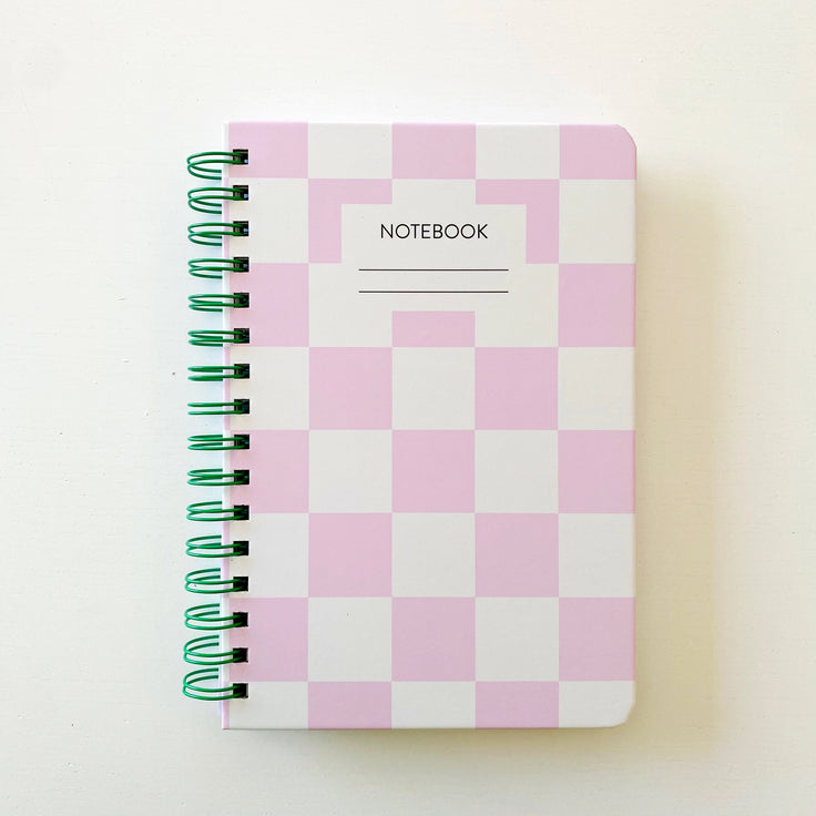 Spiral Multi Paper Notebook- Pink Checkered