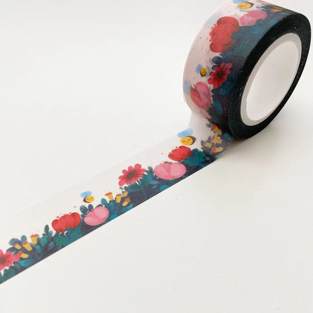Bees with Flowers Washi Tape, 20mm Decorative Paper Tape
