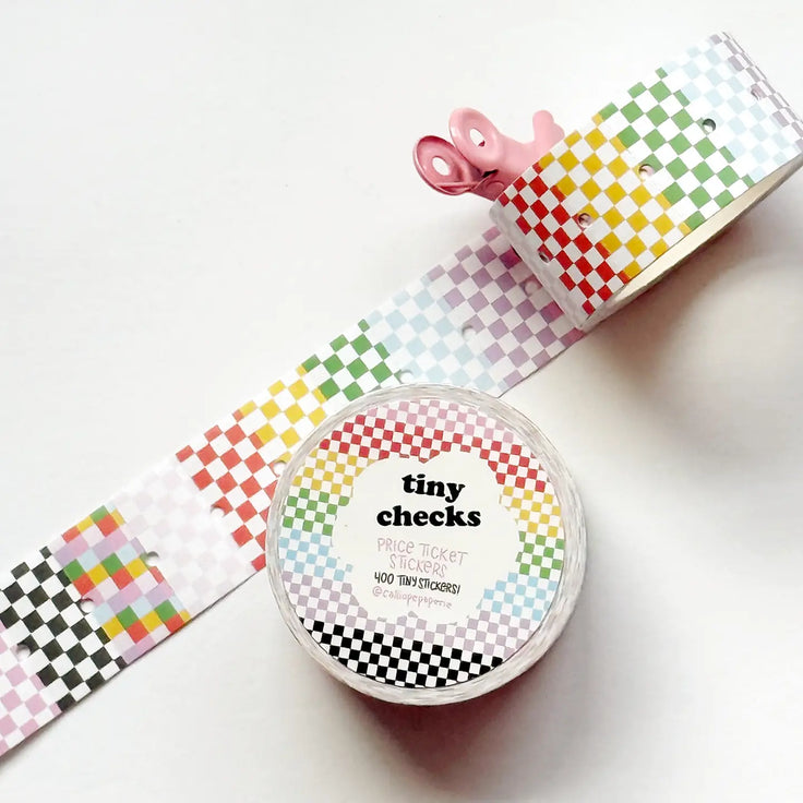 Tiny Checks Price Ticket Sticker Roll