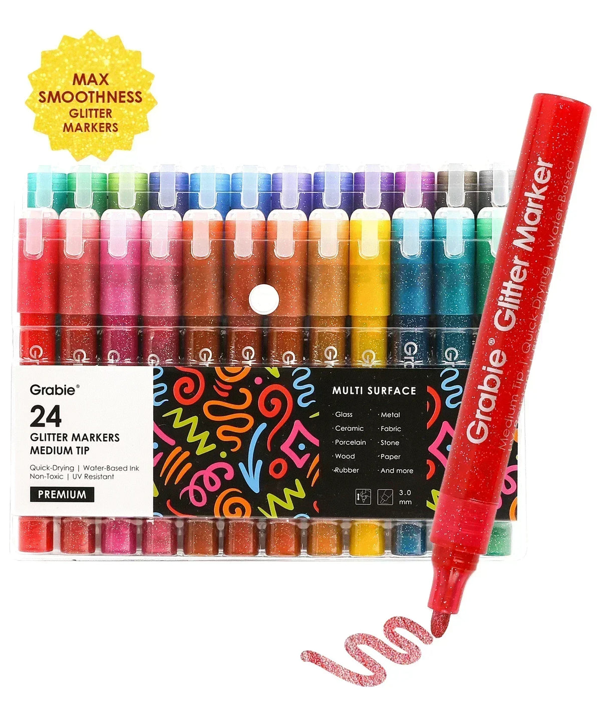 Medium Tip Iridescent Glitter Acrylic Paint Market Set