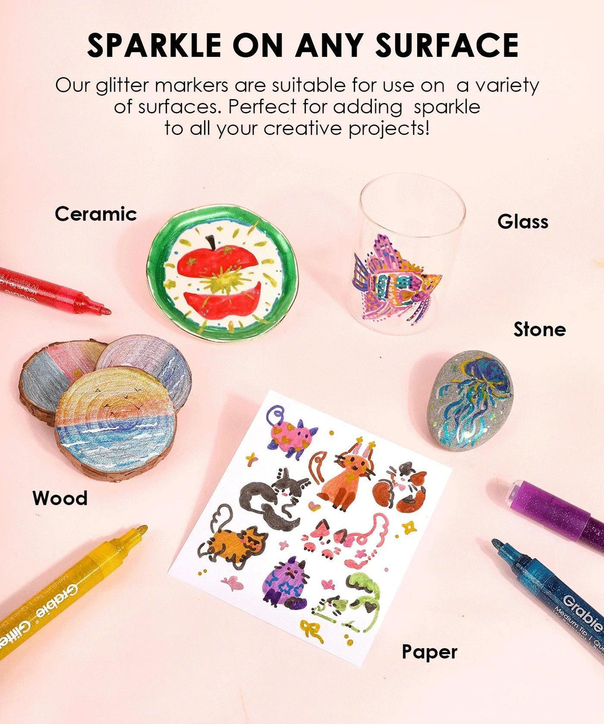 Medium Tip Iridescent Glitter Acrylic Paint Market Set