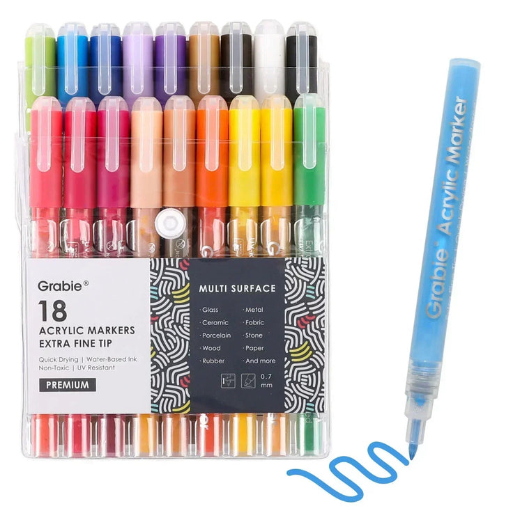 Extra Fine Tip Acrylic Paint Marker- Set of 18