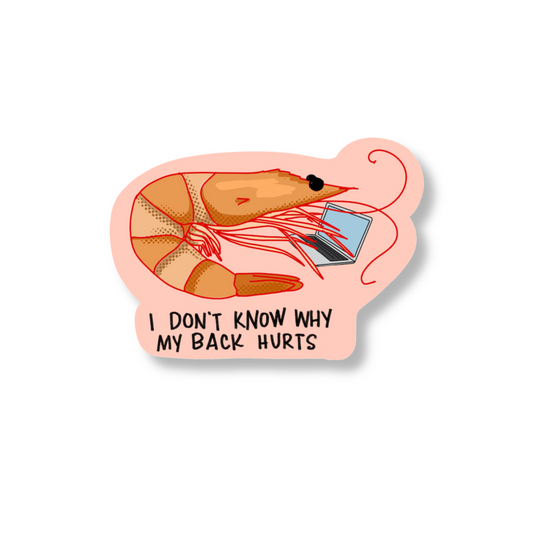 I Don't Know Why My Back Hurts- Prawn Shrimp- Vinyl Sticker