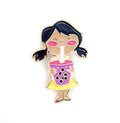 Pigtail Boba Girl Pin