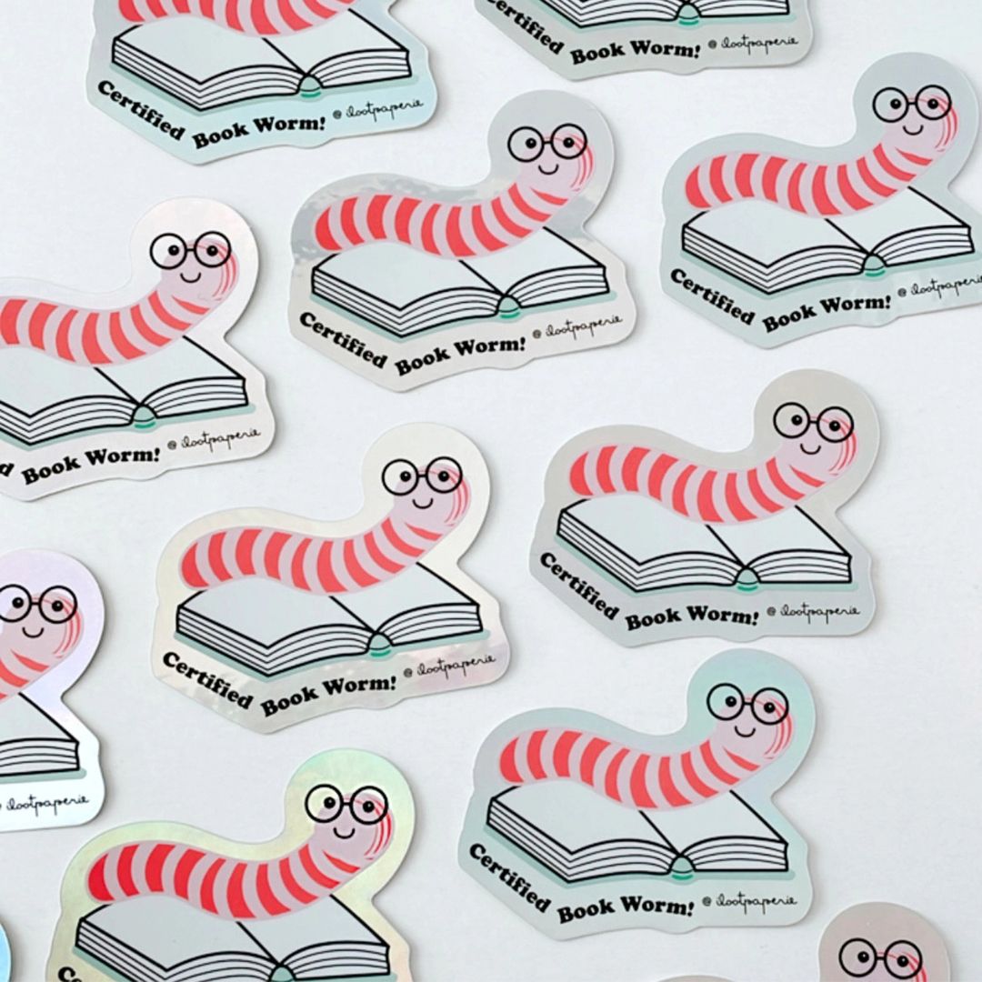 Certified Book Worm - Holographic Sticker - ilootpaperie