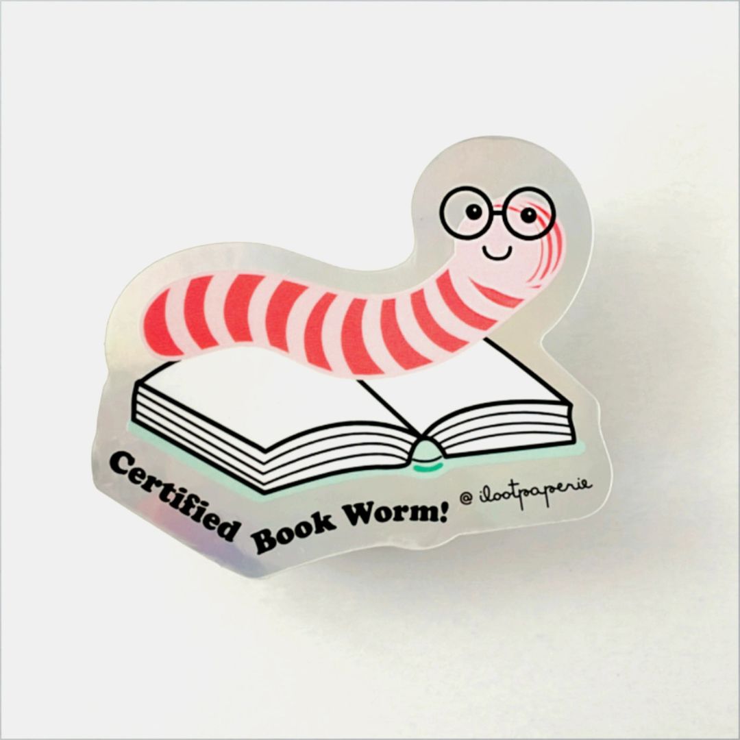 Certified Book Worm - Holographic Sticker - ilootpaperie