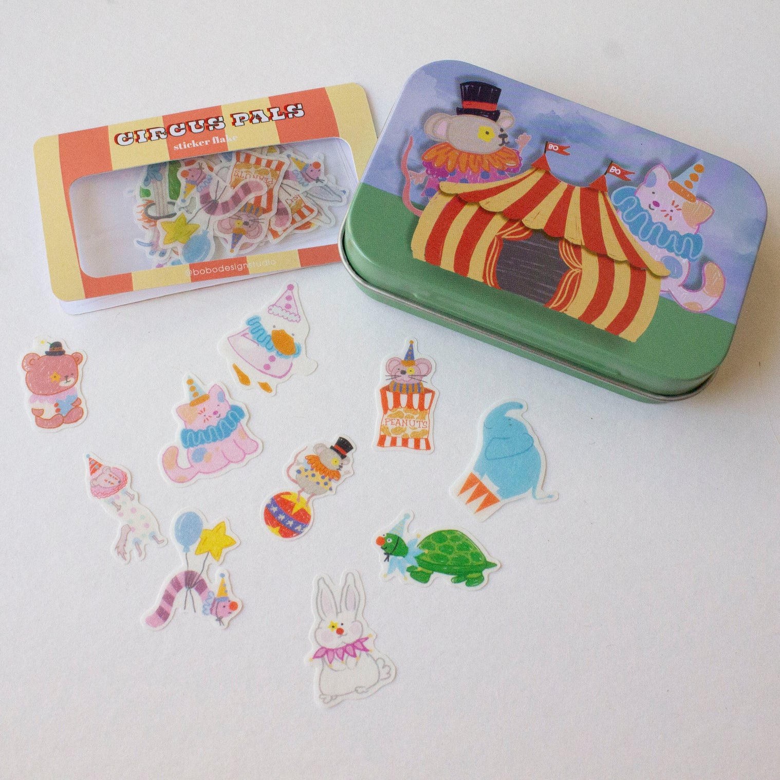 Circus Pals Washi Flake and Stationery Trinket Tin