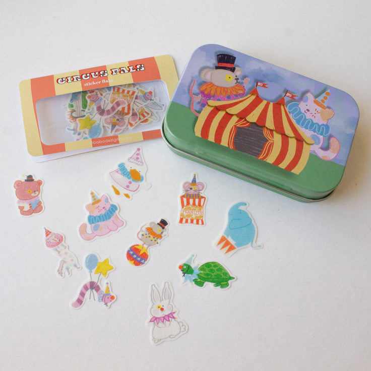 Circus Pals Washi Flake and Stationery Trinket Tin