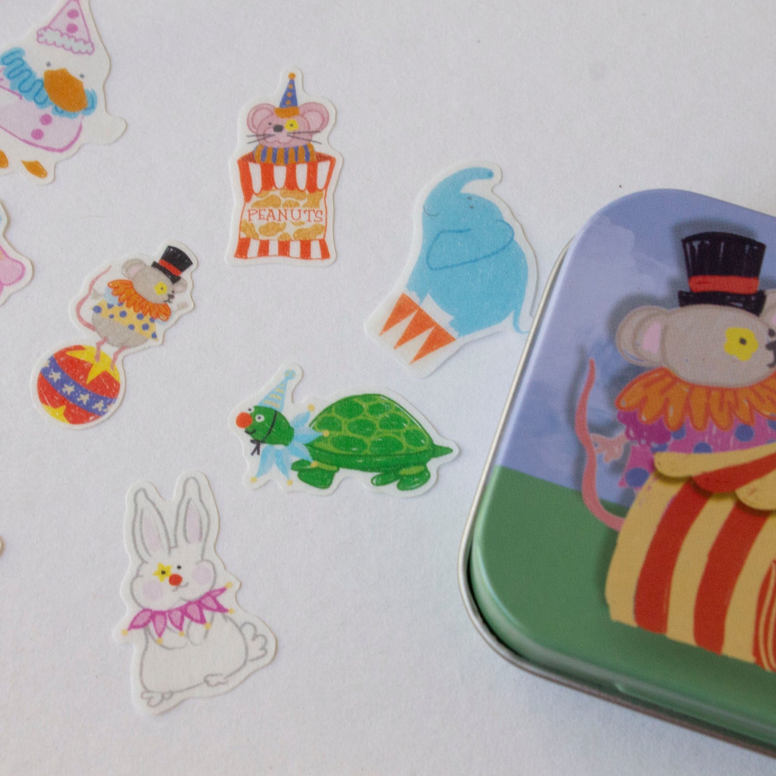 Circus Pals Washi Flake and Stationery Trinket Tin