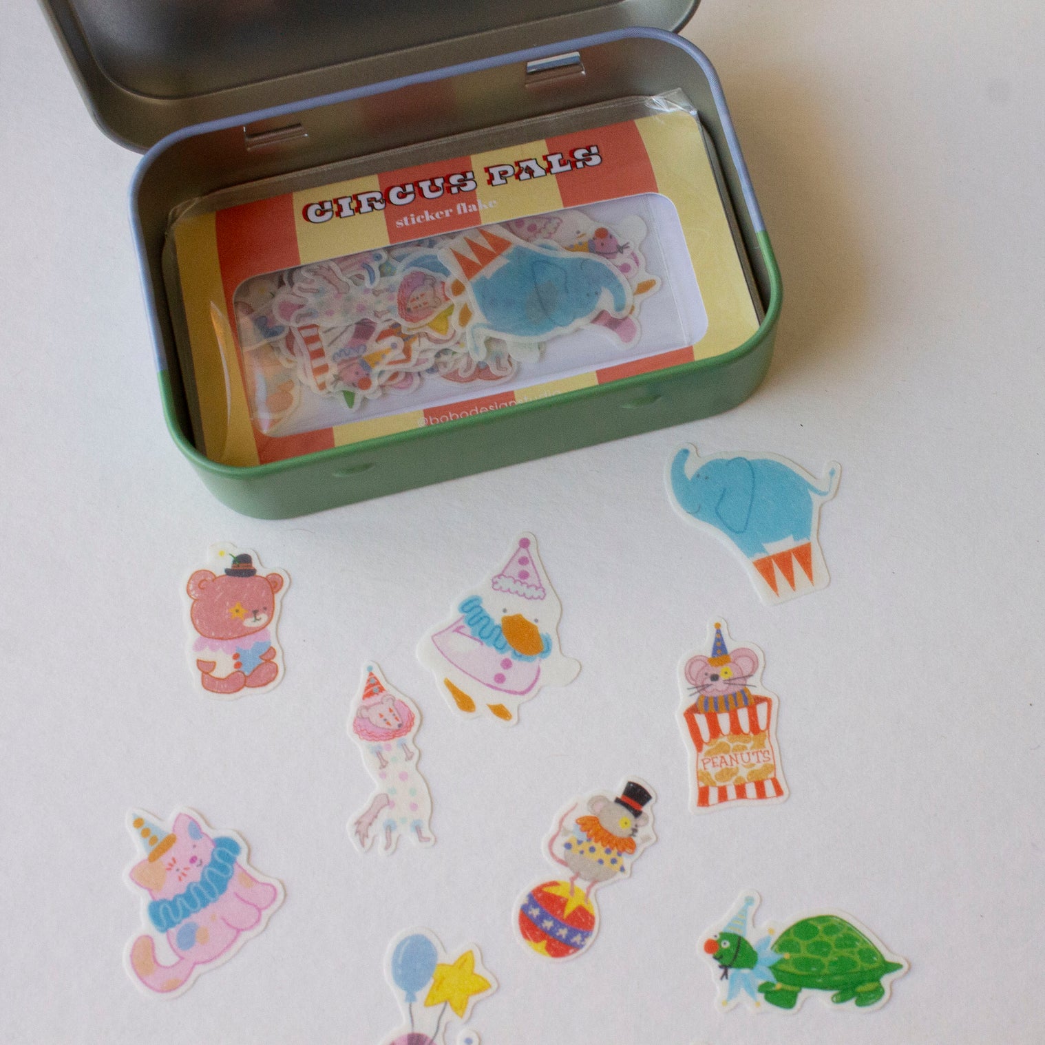 Circus Pals Washi Flake and Stationery Trinket Tin