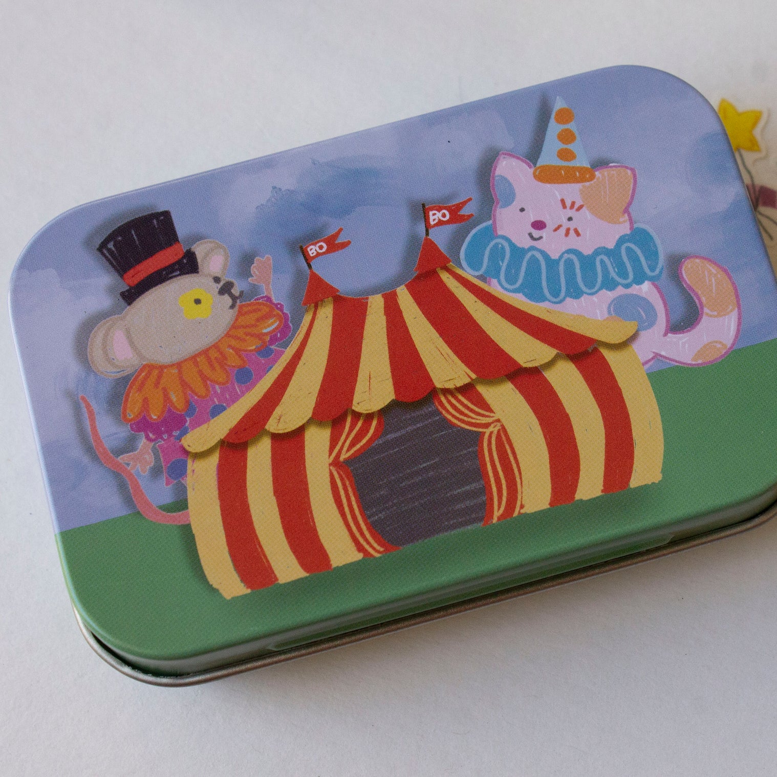 Circus Pals Washi Flake and Stationery Trinket Tin