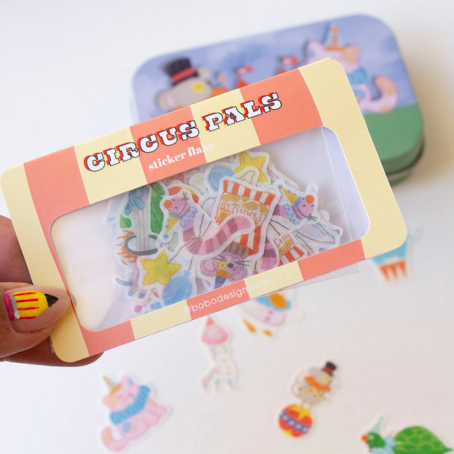 Circus Pals Washi Flake and Stationery Trinket Tin