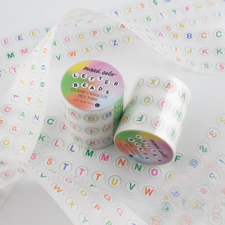 Mixed-Color Letter Beads PET Tape - 50mm