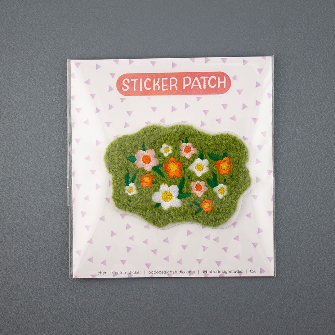 Groovy Florals - Chenille Woven Sticker Patch