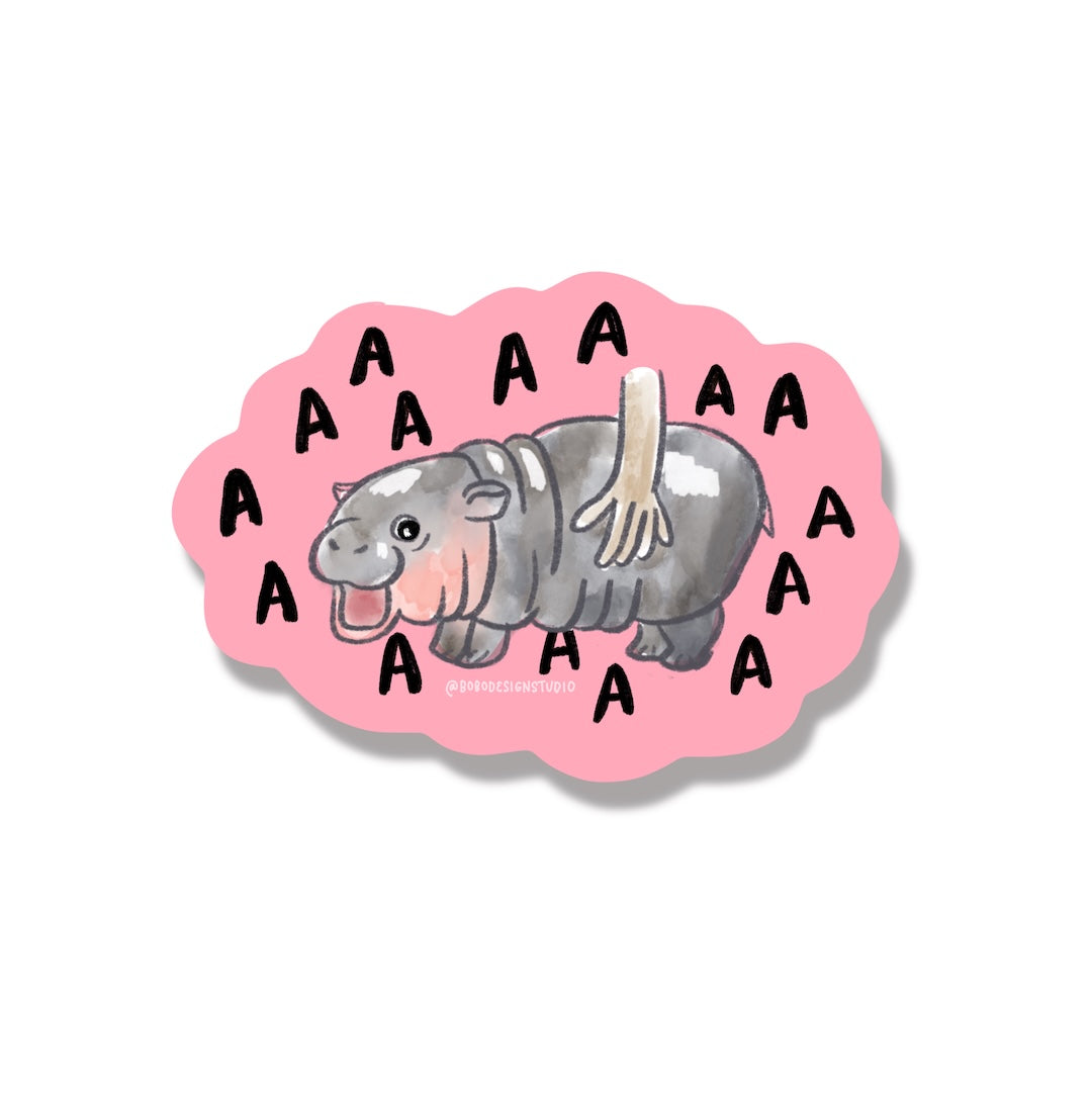 Hangry Screaming Moist Baby Hippo Sticker