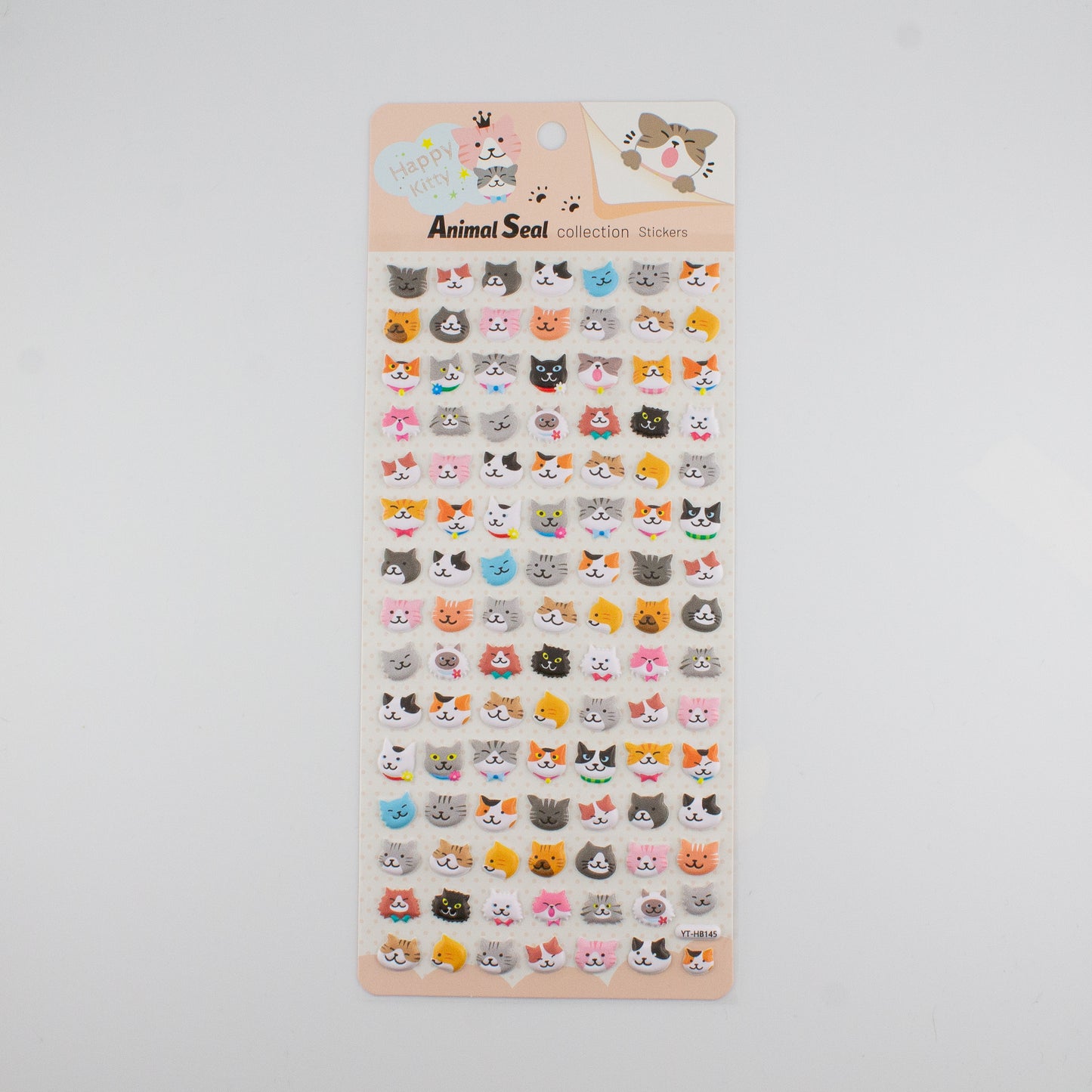 Happy Kitty Animal Seal Puffy Stickers