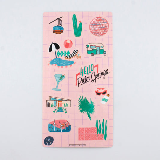 Hi PS Palm Springs Themed Vinyl Sticker Sheet