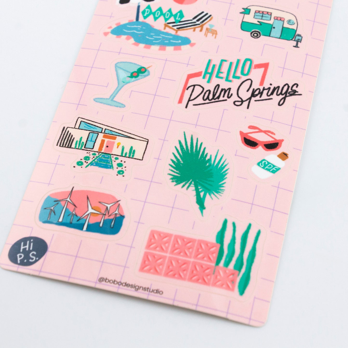 Hi PS Palm Springs Themed Vinyl Sticker Sheet