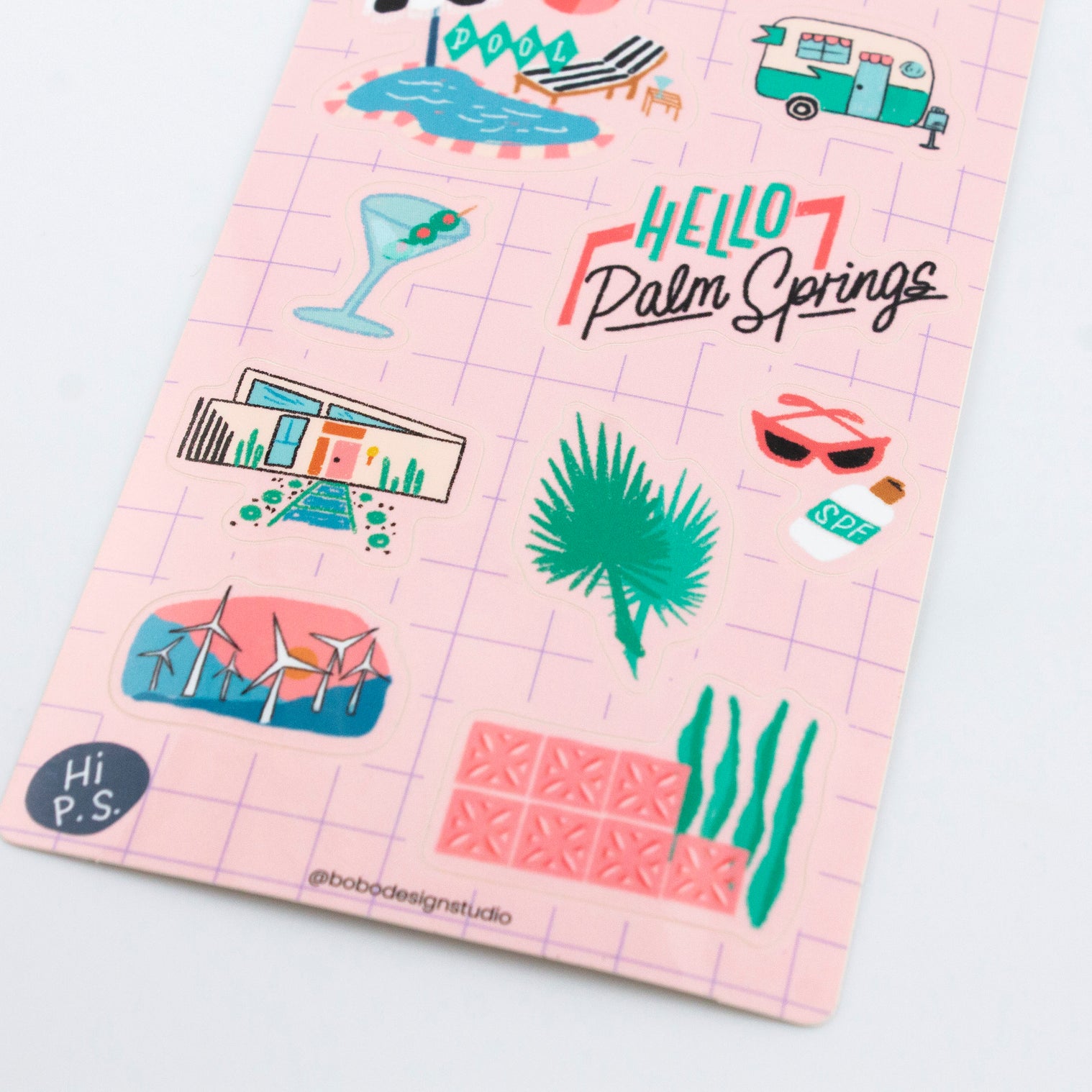 Hi PS Palm Springs Themed Vinyl Sticker Sheet