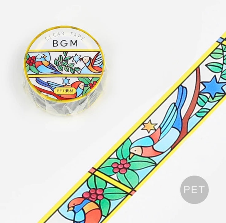 Bird and Plant Stained Glass Tape - 20mm- BGM