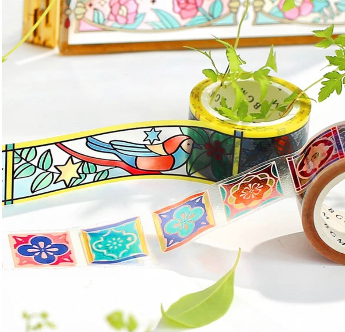 Bird and Plant Stained Glass Tape - 20mm- BGM