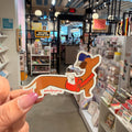Doxie Mail Delivery Pup Glossy Mirror Vinyl Sticker W/Gold