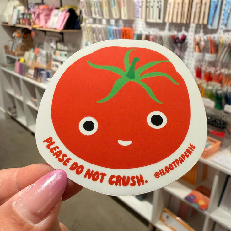Please Do Not Crush Smiling Tomato Sticker Single or Set