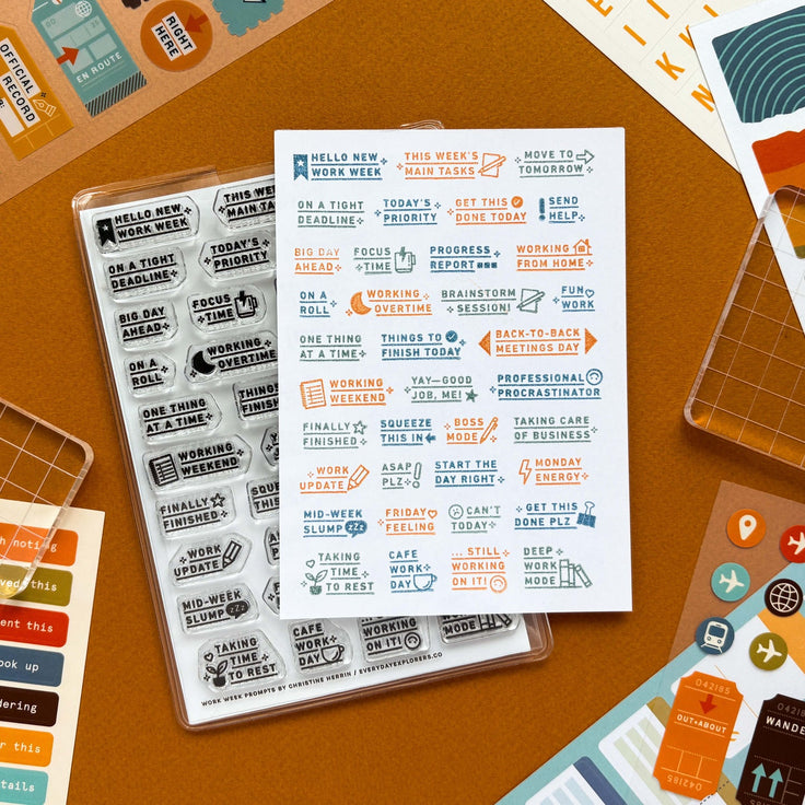 Work Week Prompts - 4x6 Clear Stamp Set