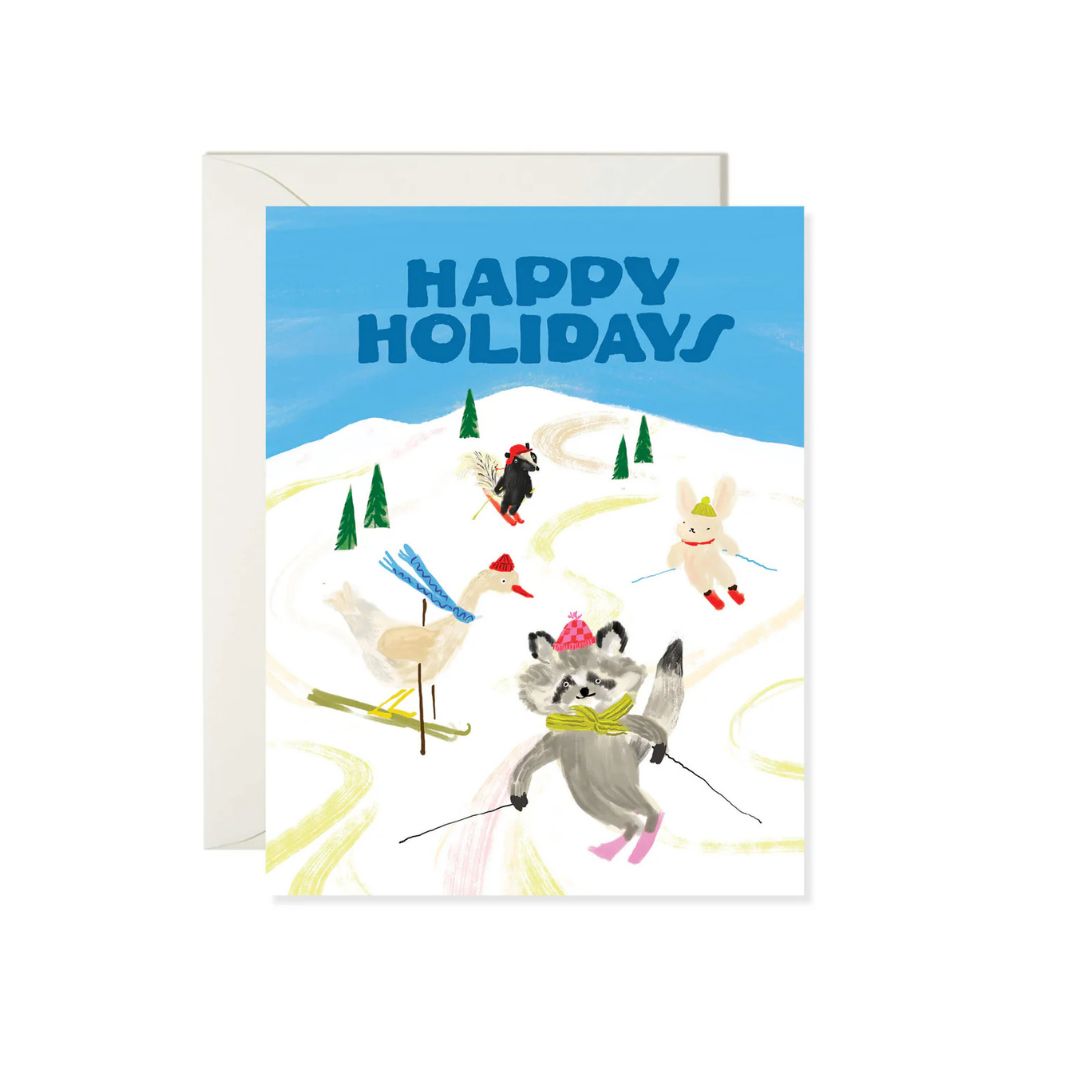 Woodland Ski Slope - Greeting Card - Karen Schipper