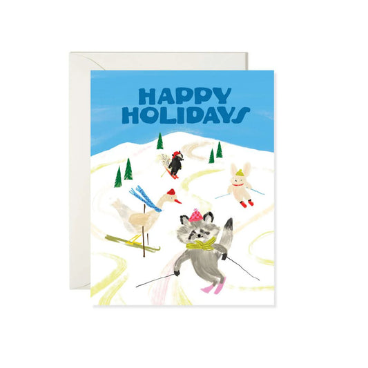 Woodland Ski Slope - Greeting Card - Karen Schipper