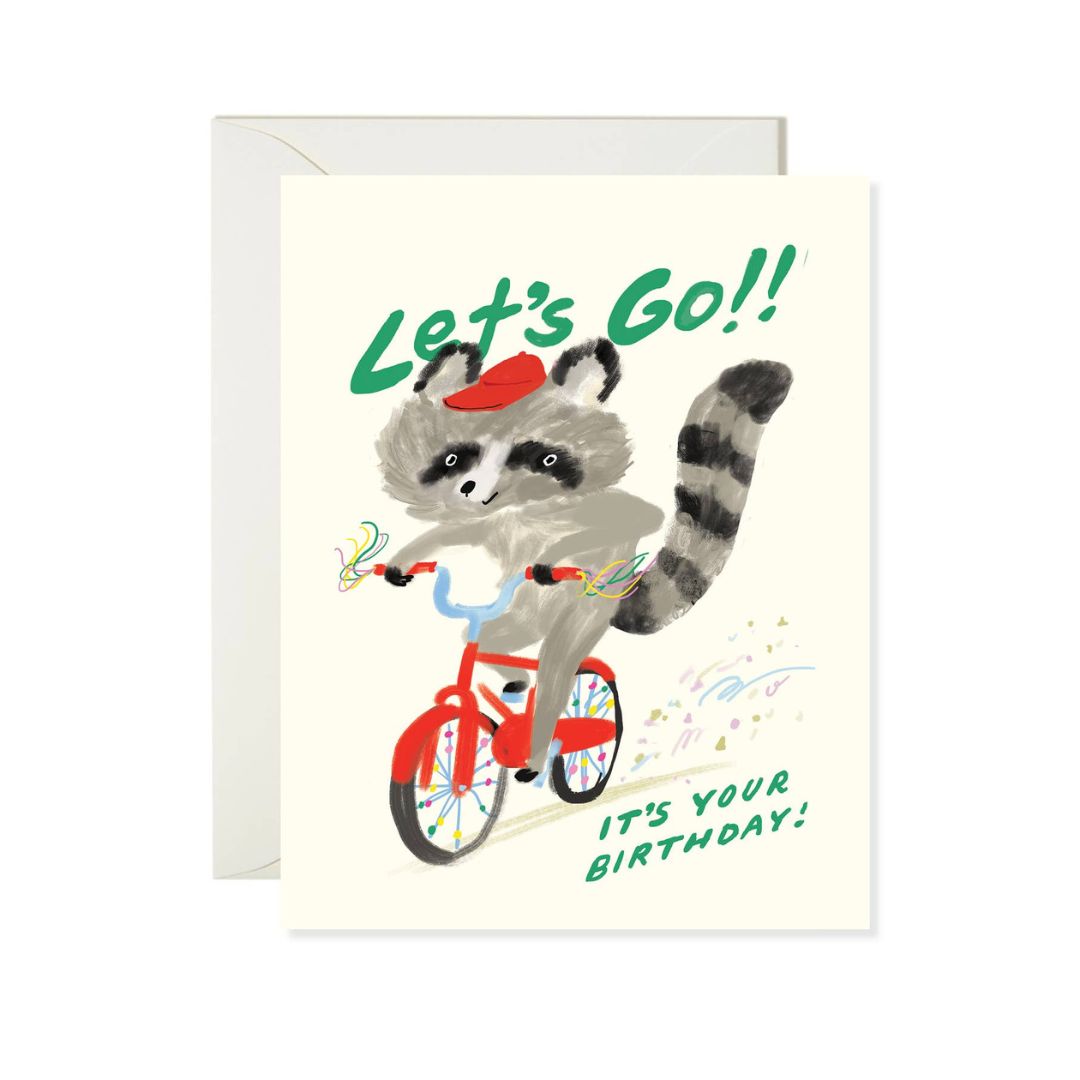 Let's Go Birthday Racoon - Card - Karen Schipper