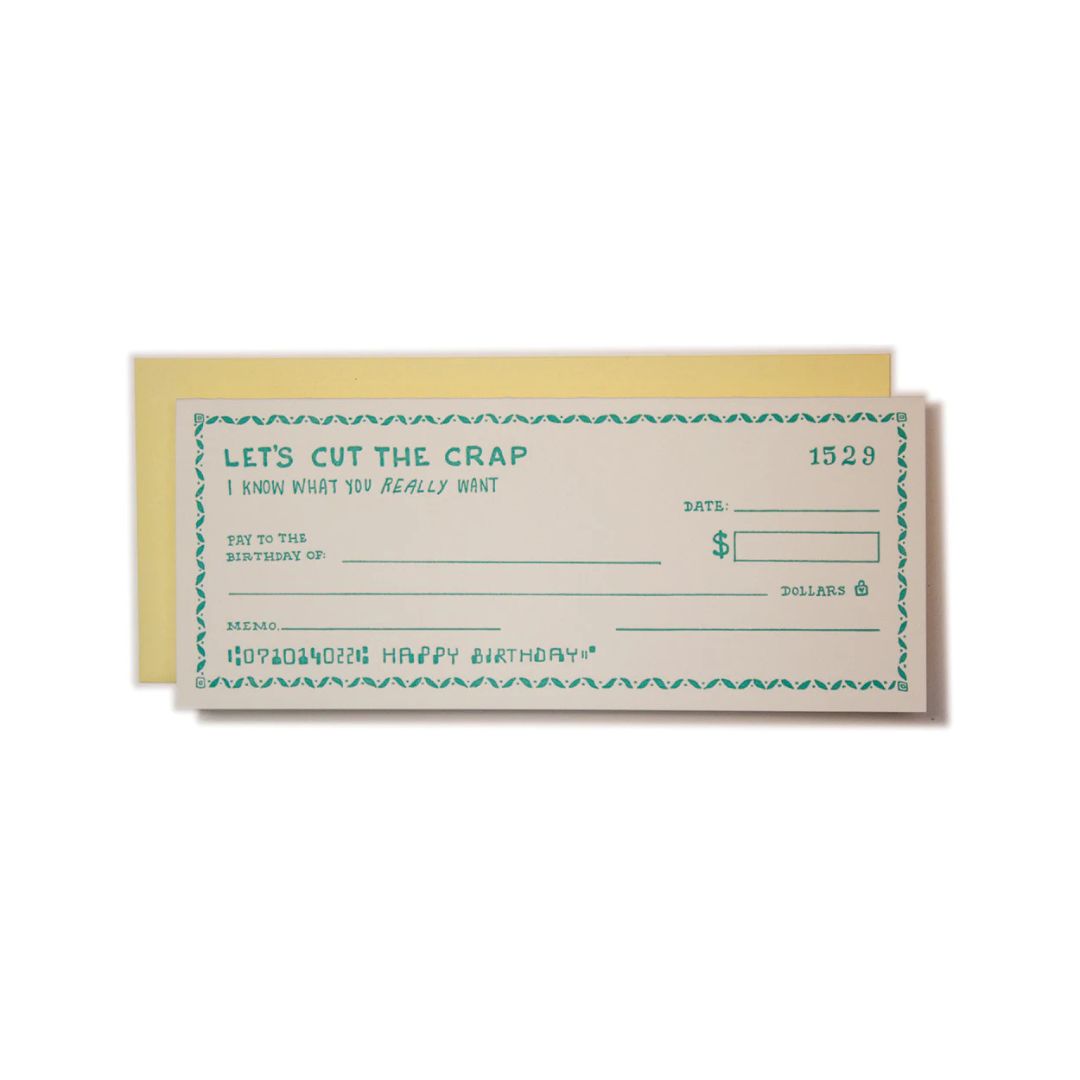 Birthday Check - Card - Ladyfingers Letterpress