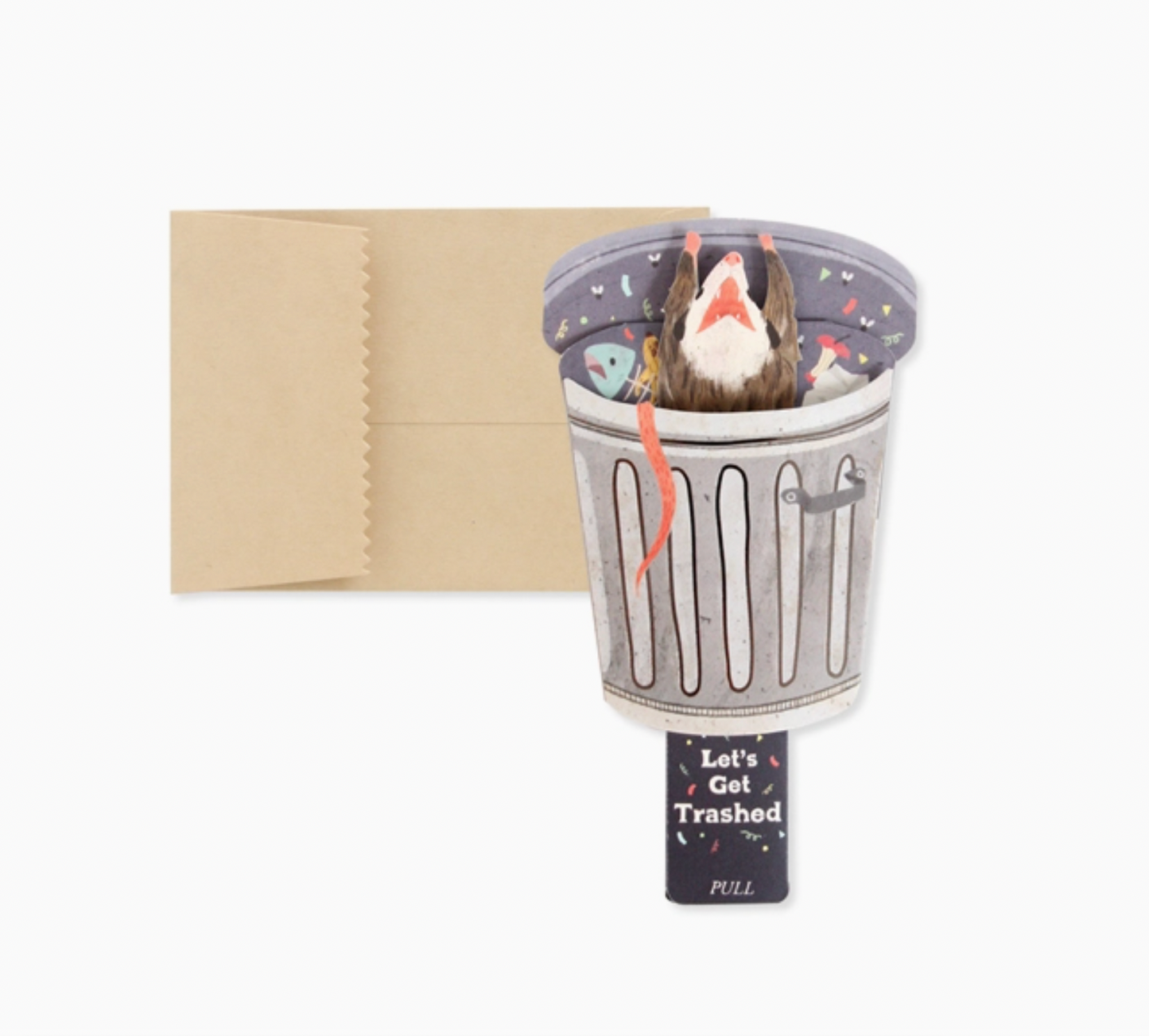 Possum Lets Get Trashed Interactive Greeting Card