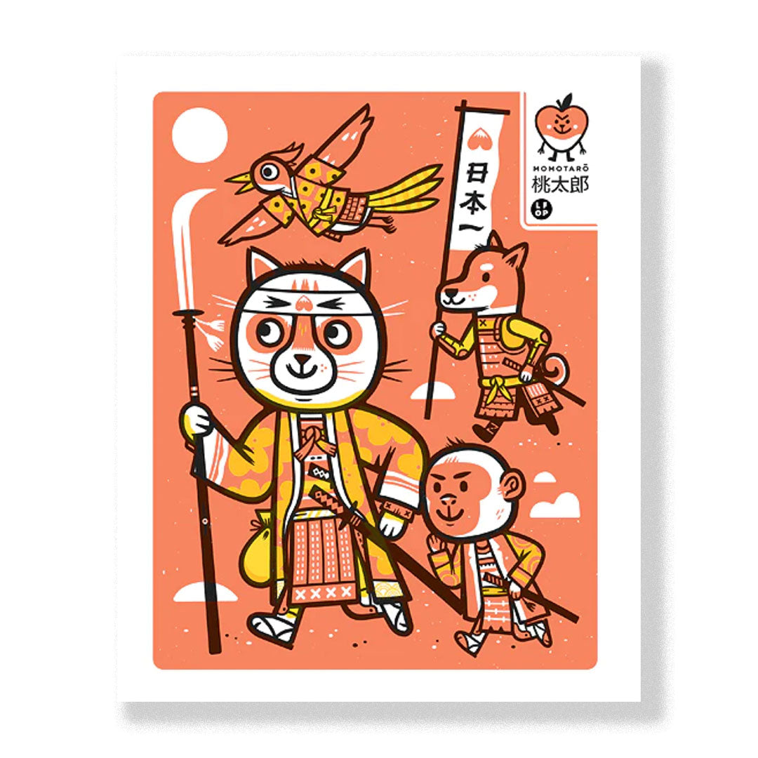 Momotaro - Art Print - 8x10- Silkscreen - Little Friends of Printmaking LFOP