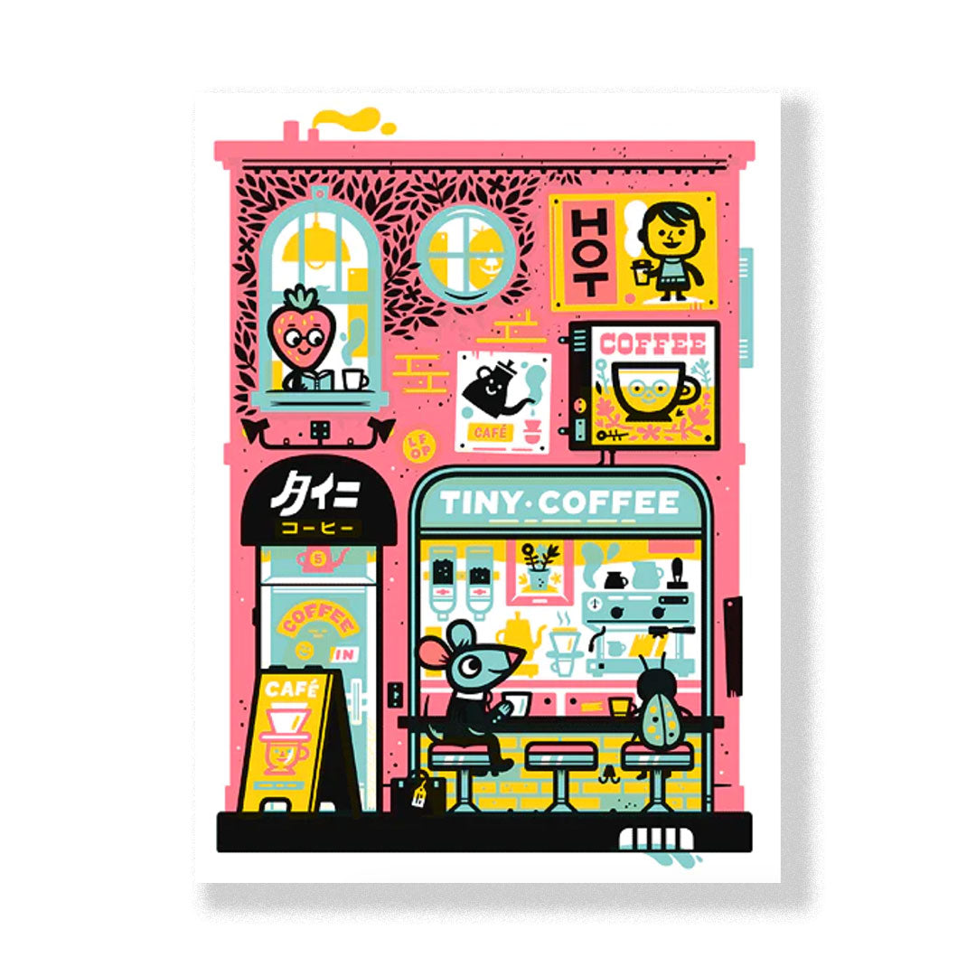 Tiny Coffee - Art Print - 8x10- Silkscreen - Little Friends of Printmaking LFOP