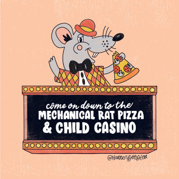 Mechanical Rat & Child Casino - Sticker by NatterDoodle