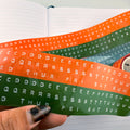 Embossed Letters Kiss Cut PET Tape - Orange and Green