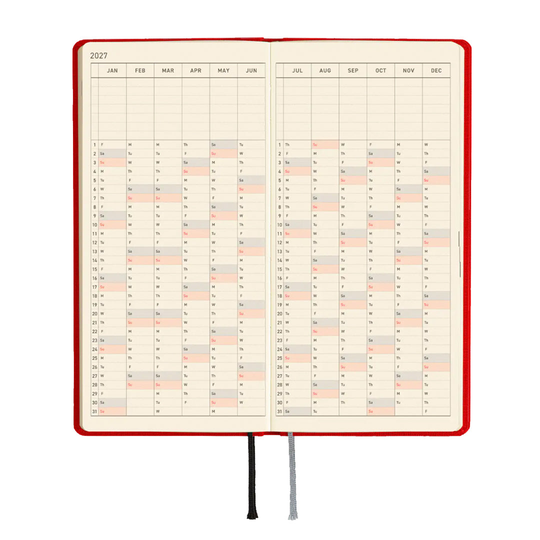 Hobonichi Techo 2027 Weeks Colors: Poppy Red