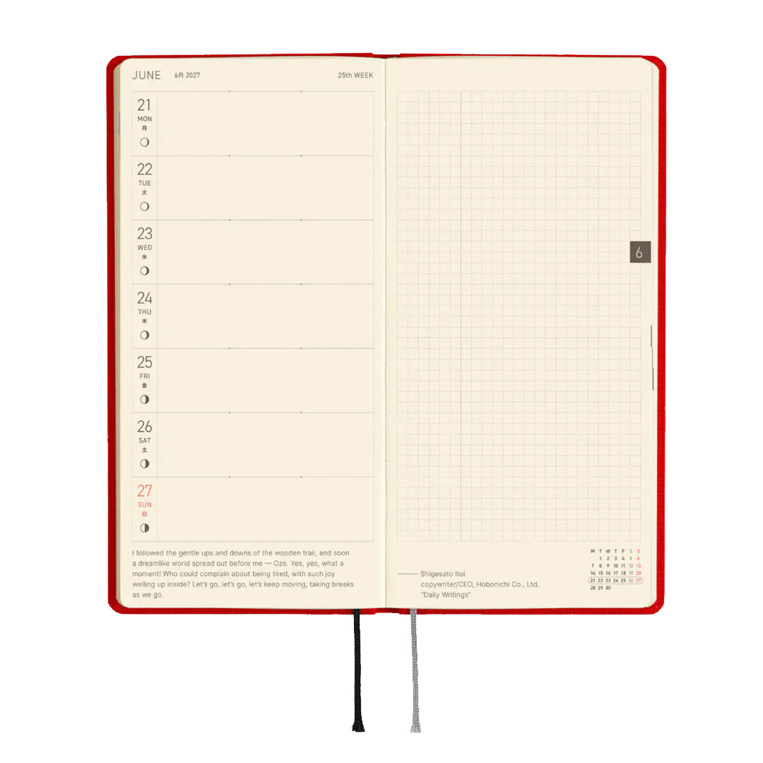 Hobonichi Techo 2027 Weeks Colors: Poppy Red