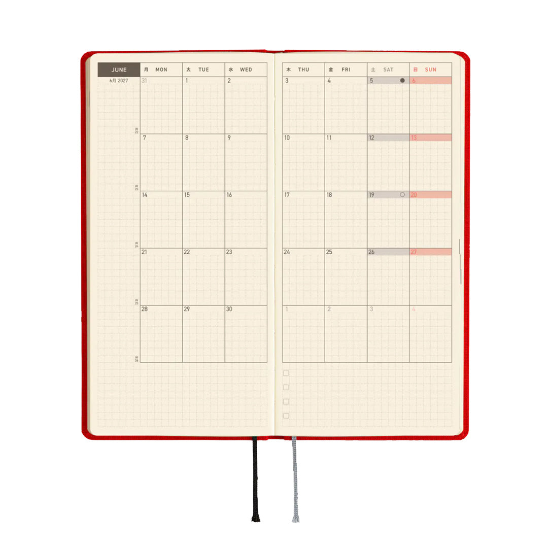Hobonichi Techo 2027 Weeks Colors: Poppy Red